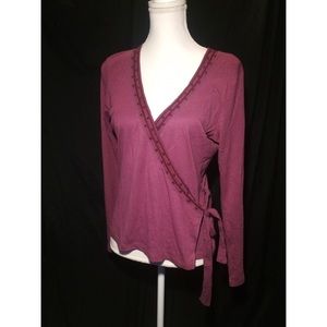 Boden embroidered ballet wrap pink top sz US 8
